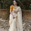 Golden Ivory -Kerala Special Traditional White Saree with Golden Border 1 Kerala Special Traditional White Saree with Golden Border