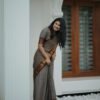 Ash Grey Saree with Brown Border