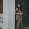 Ash Grey Saree with Brown Border
