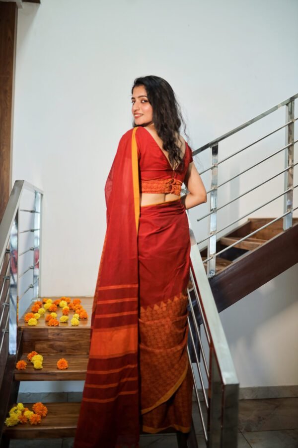 Orange Saree with Classic Saffron Border