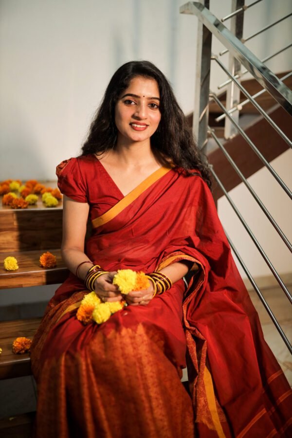 Orange Saree with Classic Saffron Border
