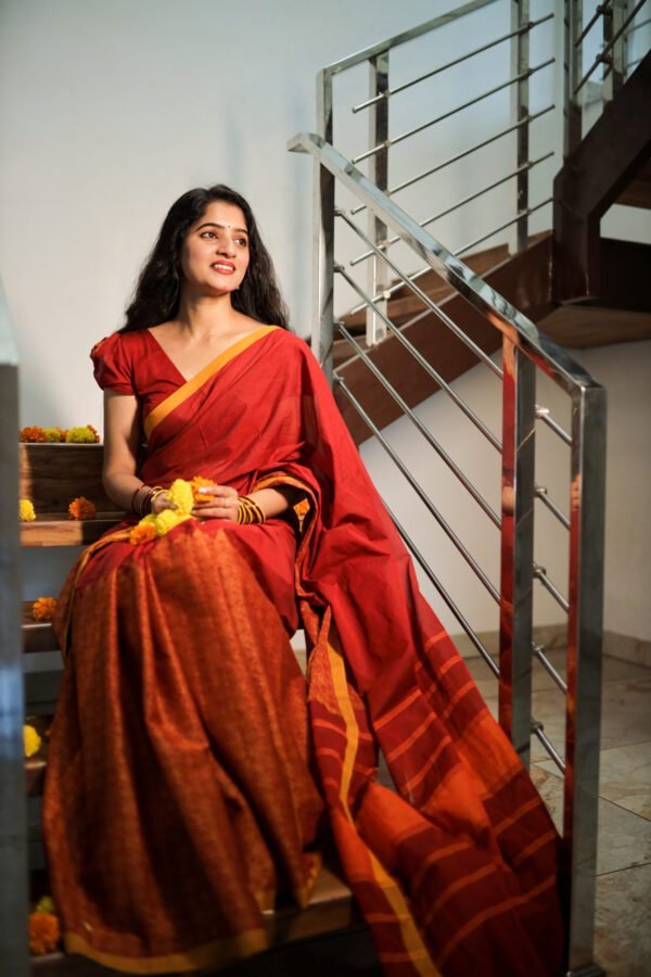 Orange Saree with Classic Saffron Border