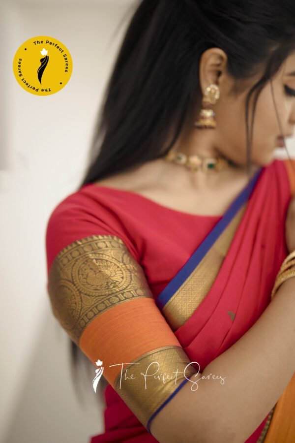 02 Red Saree with Golden Border