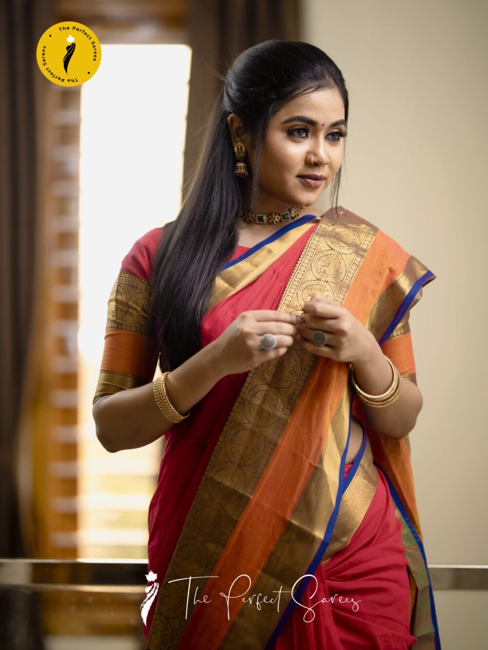 2 Red Saree with Golden Border