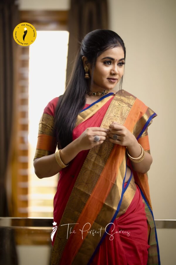 2 Red Saree with Golden Border