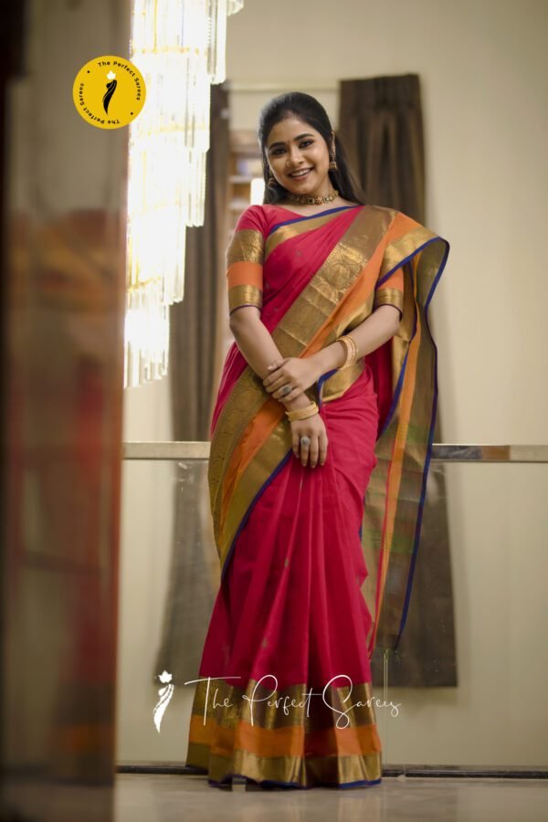 3 Red Saree with Golden Border