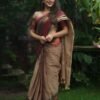 Brown Colour Saree with Red Border