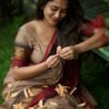 Brown Colour Saree with Red Border