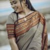 S1 Grey Saree with Maroon and Orange Border