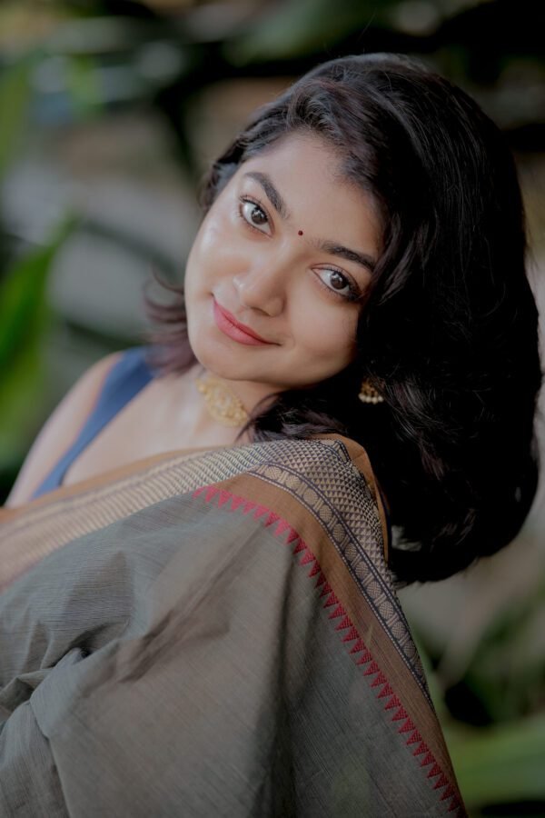 Grey Color Saree with Golden Border