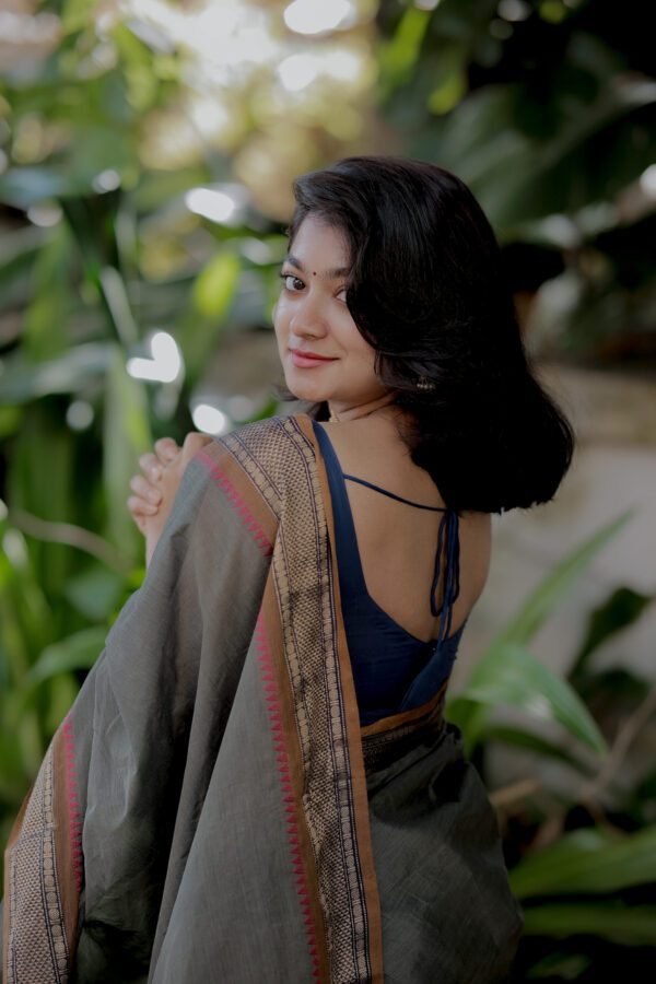 Grey Color Saree with Golden Border