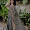Grey Color Saree with Golden Border