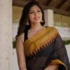 image (77) Black Saree with Unique Golden Zig Zag Jari Border