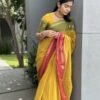 Yellow Saree with Ganga Jamuna Border