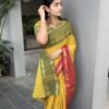 Yellow Saree with Ganga Jamuna Border