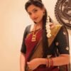 2025/10/1000152357.jpg Dark Maroon Color Saree with Black Double Border