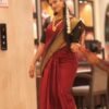 2025/10/1000152358.jpg Dark Maroon Color Saree with Black Double Border